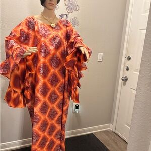 Elegant Orange Patterned Dress
